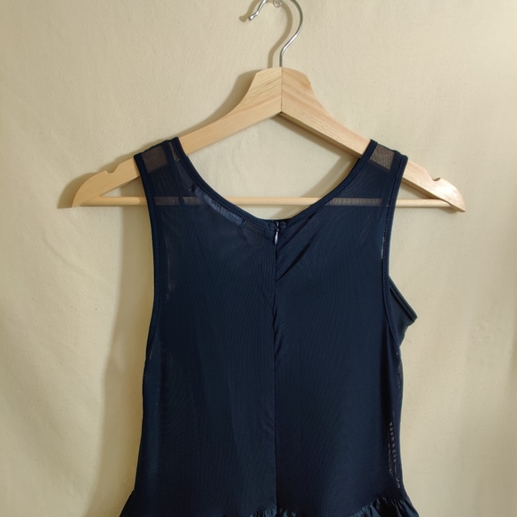 FOR ME Blue Multicolored Embroidered Design Hem Sleeveless Mesh Zip Up Dress M - Picture 7 of 9